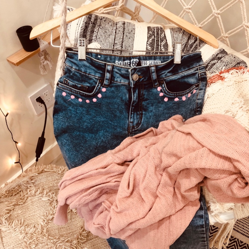 Route 66  jeans (hand painted)